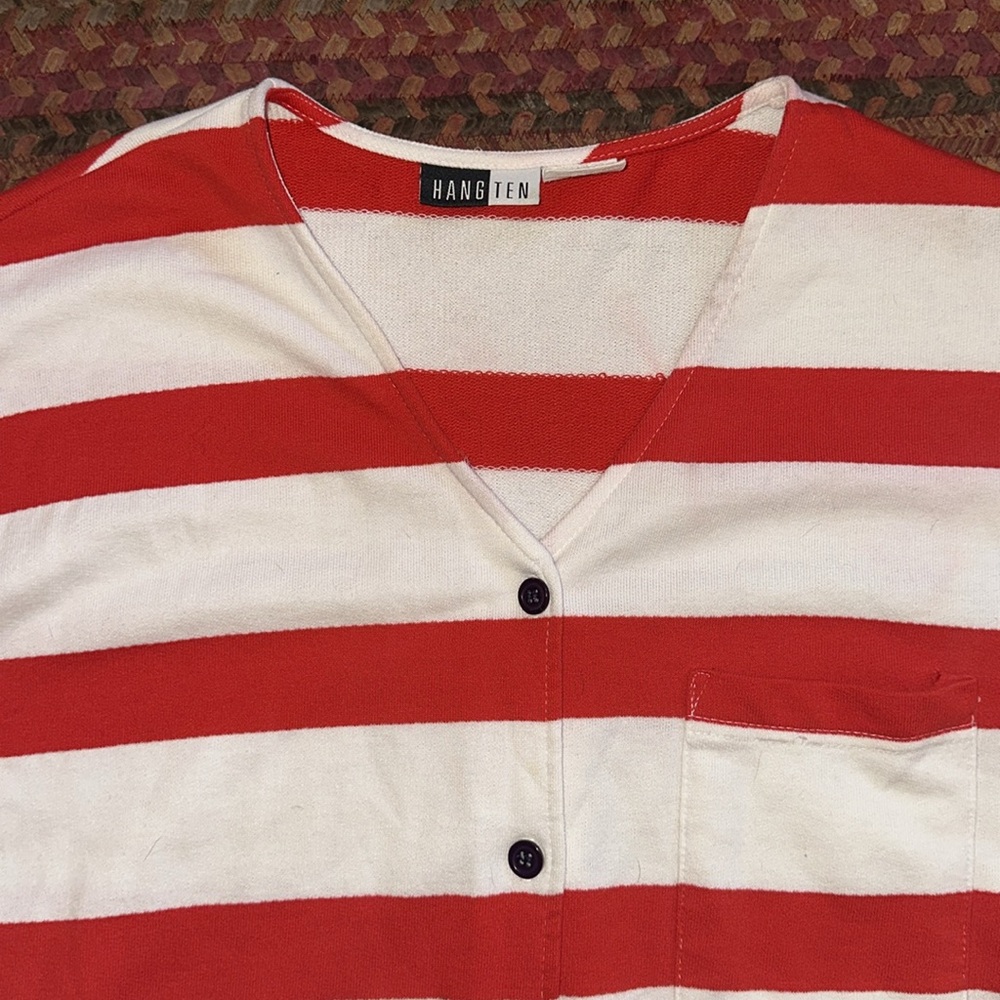 VTG RED WHITE BLUE STRIPE BUTTON FRONT CARDIGAN PATRIOTIC AMERICAN - Picture 7 of 7